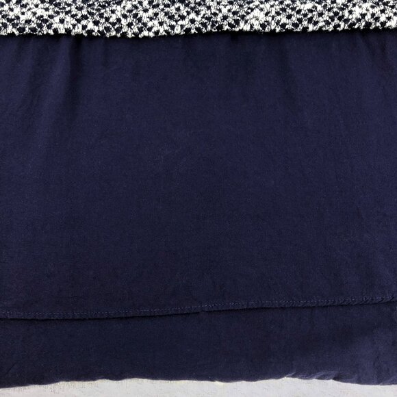 Two by Vince Camuto Navy Blue and White Layered-Look Long Sleeve Tunic Top - Picture 6 of 12